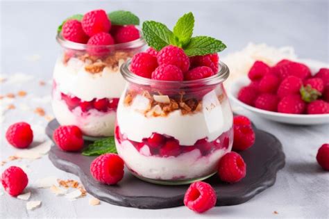 Premium Photo | Berry Trifle in a Jar Vegan Coconut Pudding with ...