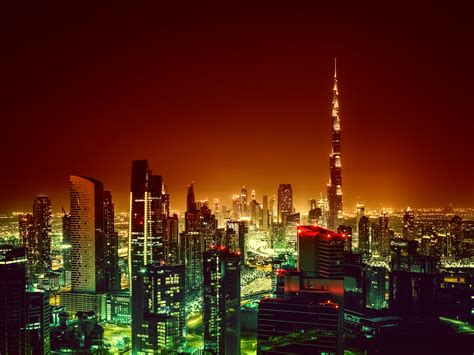 1600x1200 Resolution Dubai Burj Khalifa Cityscape In Night 1600x1200 ...