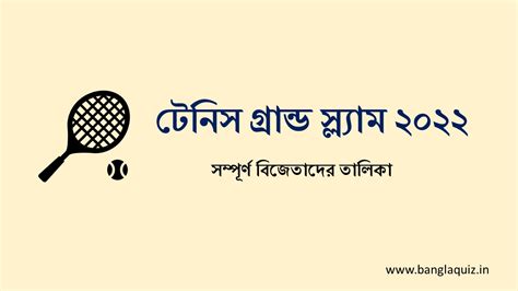 Tennis Grand Slam Winners 2022 - টেনিস গ্রান্ড স্ল্যাম ২০২২ - বাংলা কুইজ