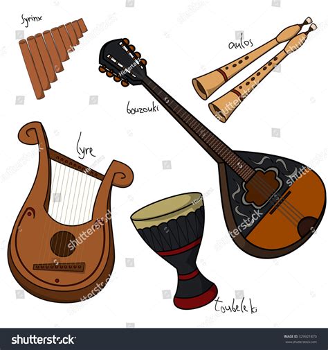 Set Hand Drawn Traditional Greek Musical Stock Vector 329921870 - Shutterstock