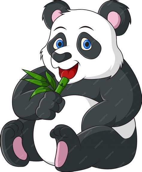 Cartoon Pandas Eating Bamboo