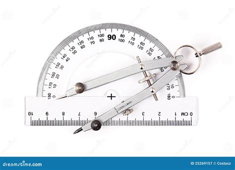 Compass on protractor stock image. Image of instrument - 25269157