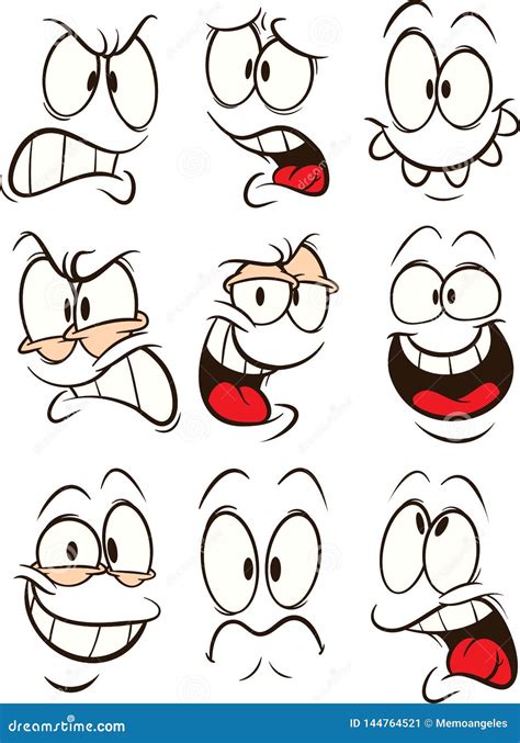 Funny Cartoon Faces with Different Expressions Stock Vector - Illustration of expression ...