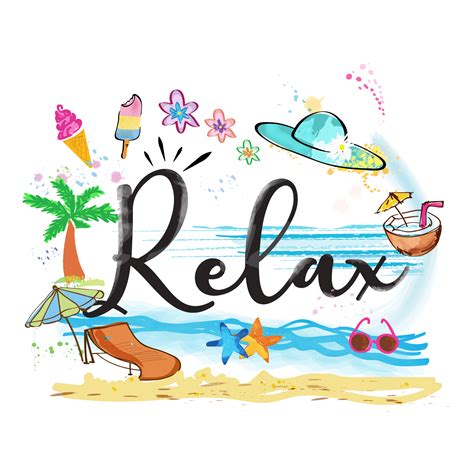 Relax word with summer items 624204 Vector Art at Vecteezy