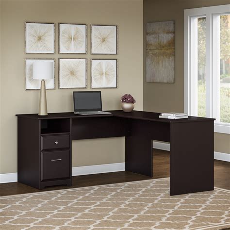 Bush Furniture Cabot 60W L Shaped Computer Desk with Drawers