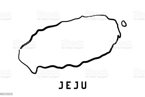 Jeju Island Simple Outline Vector Map Stock Illustration - Download Image Now - Jeju Island, Map ...