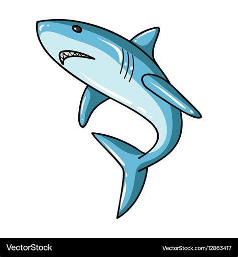 Great white shark icon in cartoon style isolated Vector Image