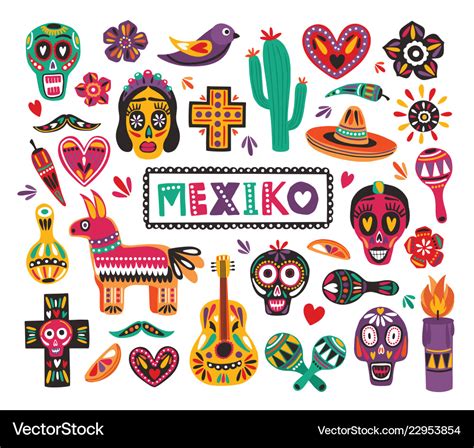 Set national mexican symbols and traditional Vector Image