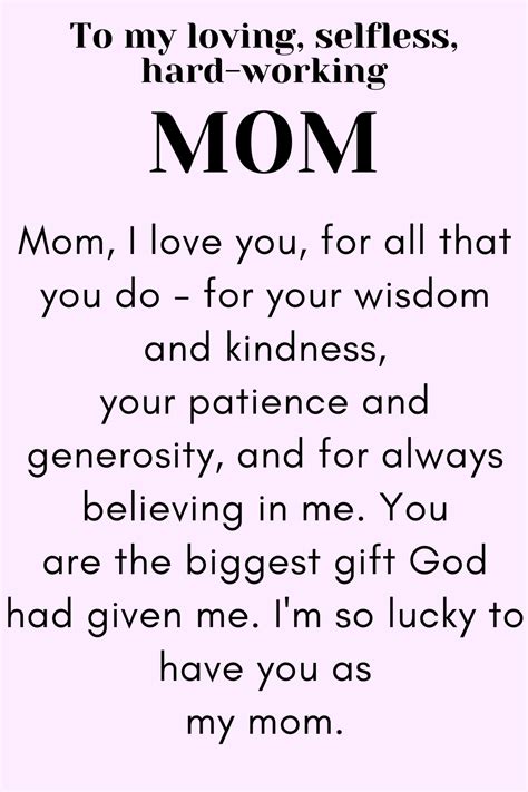 To My loving Mom Quote, Daughter and Mother Quotes, I Love My Mother Quotes, Beautiful Mom Qu ...