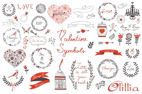 Valentine symbols ~ Illustrations ~ Creative Market