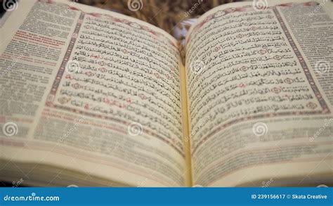 An Open Holy Quran Verses Detailed Extreme Close Up Stock Image - Image ...