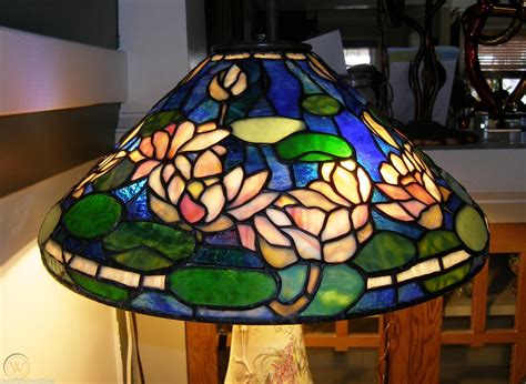 Tiffany Reproduction Stained Glass Lamp Shade 20" Water Lily Odyssey Pattern | #1806395683