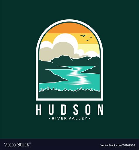 Hudson river valley emblem patch logo Royalty Free Vector