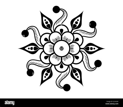 Indian Traditional and Cultural Rangoli Mandala design concept of flower isolated on white ...