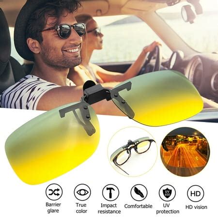 2 in 1 Day&Night Vision Alloy Driving Polarized Glasses Clip for Myopia People Anti Glare Rainy ...