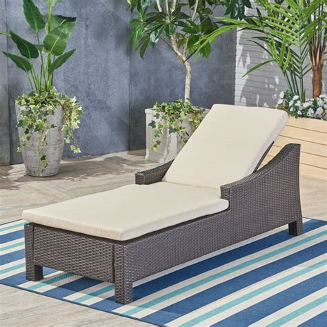 75" Beige and Brown Contemporary Outdoor Chaise Lounge - Walmart.com - Walmart.com