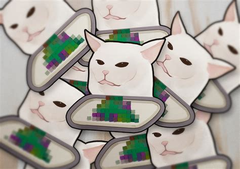 Salad Cat meme 3" Sticker | Smudge the Cat | Woman Yelling at Cat | Di – Mushimoo