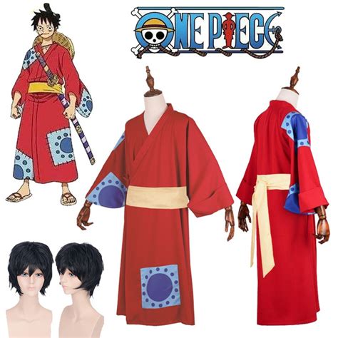 Specialty Clothing, Shoes & Accessories Luffy Cosplay Costume Outfit Kimono ONE PIECE Wano ...