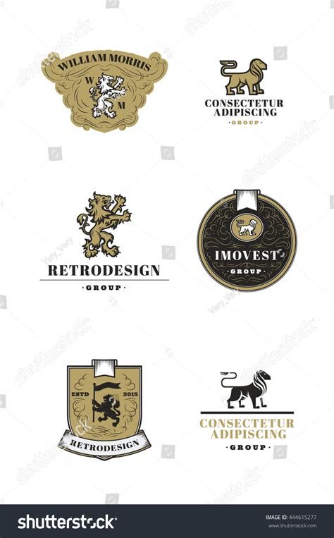 Vintage Lions Logos Set Vector Retro Stock Vector (Royalty Free) 444615277 | Shutterstock