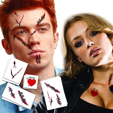 Buy Chucky Doll & Bride of Chucky Temporary Tattoos | Couples Pack | Halloween Costume Tattoo ...