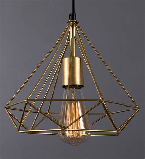 Buy Gold Metal Single Hanging Lights by Homesake Online - Geometric ...