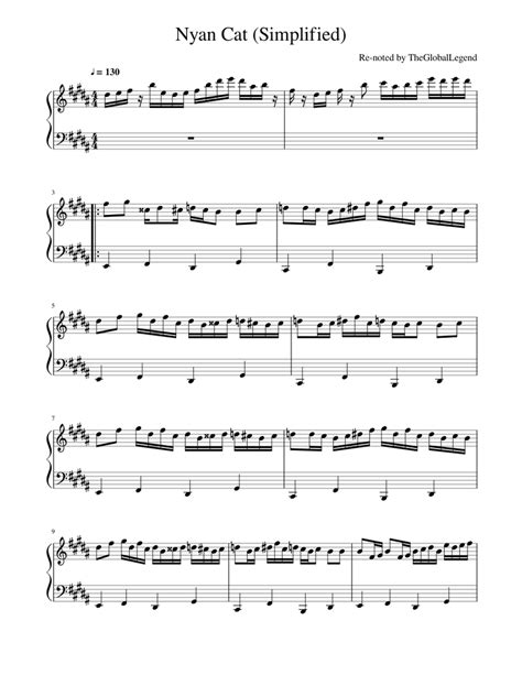 Nyan Cat Simplified Sheet music for Piano (Solo) Easy | Musescore.com