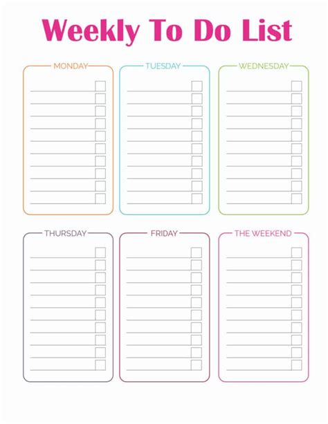 Weekly To Do List Template Printable - Freebie Finding Mom