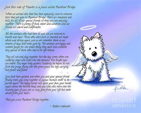 Rainbow Bridge Poem with Westie Art Print by Kim Niles - Pixels