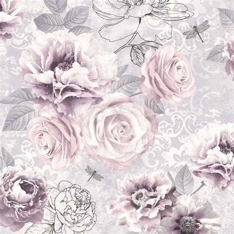 Aggregate 84+ grey floral wallpaper - in.cdgdbentre