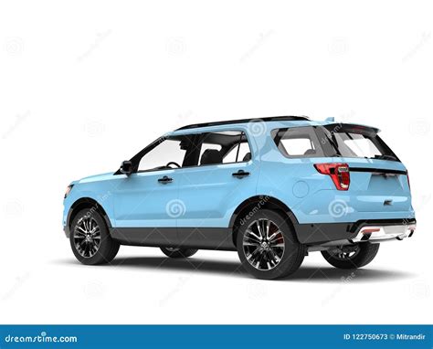 Modern Pale Blue SUV Car - Tail View Stock Illustration - Illustration of active, transport ...