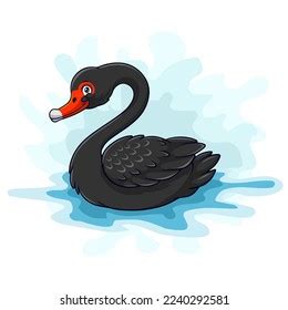 Cartoon Funny Black Swan Isolated On Stock Vector (Royalty Free ...