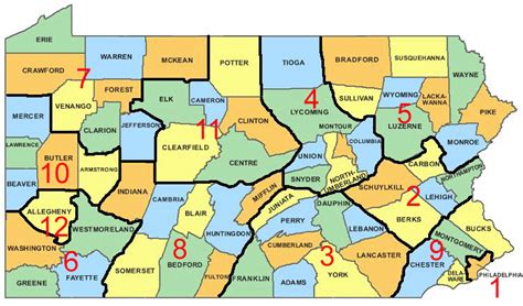 Pennsylvania Counties Grouped by Zone