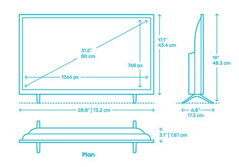 TCL 3-Series Roku Smart TV (32”) Dimensions & Drawings | Dimensions.com