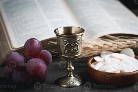 Concept of Eucharist or holy communion of Christianity. Eucharist is sacrament instituted by ...