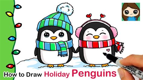 How to Draw Holiday Penguins | Christmas Series #7 - YouTube