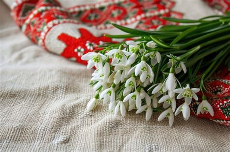 Premium Photo | Snowdrops and Martisor Symbols of March 1 holiday