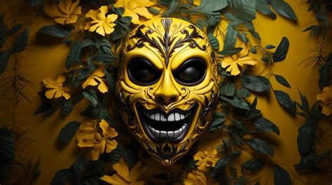 Premium AI Image | A tiki mask on yellow background