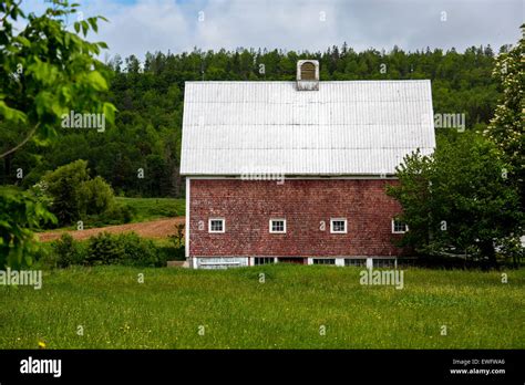 Old red barn with a metal roof Stock Photo - Alamy