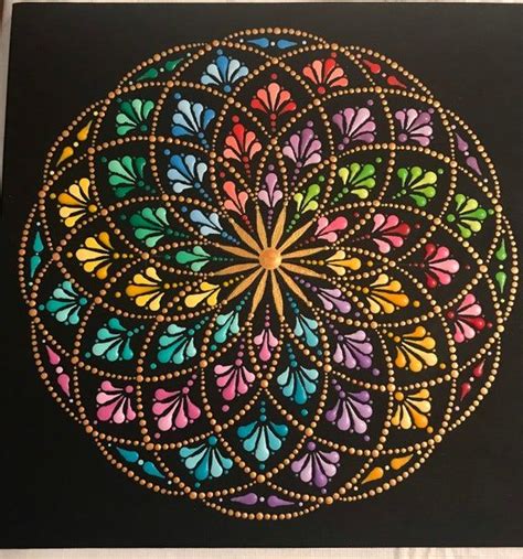 Dot art mandala 10 x 10 canvas panel with acrylic etsy – Artofit