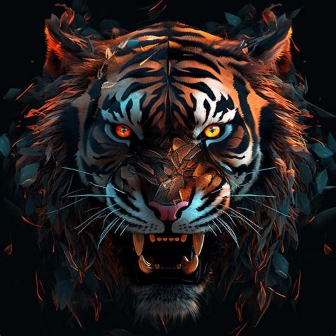 Premium AI Image | scary tiger face