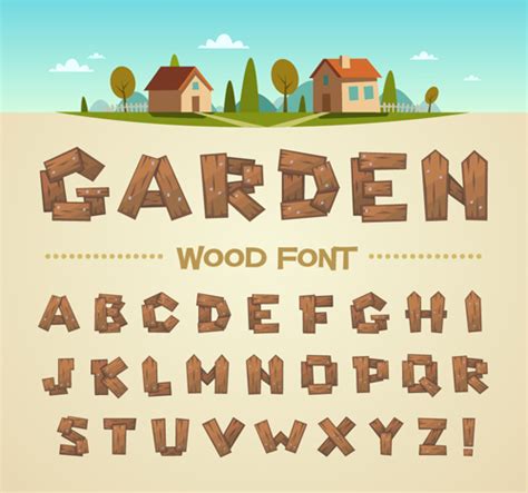 Vintage wood fonts vector material - Vector Font free download