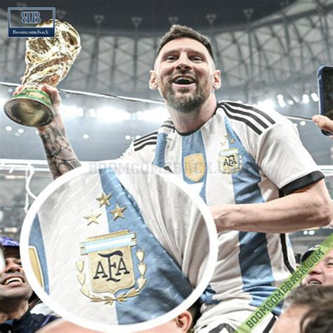 Argentina 3 Stars Lionel Messi Home Jersey Shirt - Boomcomeback