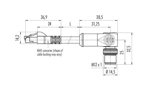 77 9753 4527 34704-0030 | binder M12/RJ45 Connecting cable male angled connector - RJ45 ...