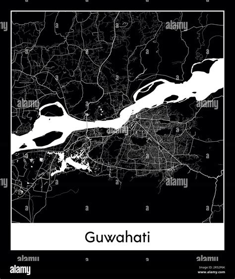 Minimal city map of Guwahati (India AsiaMinimal city map of Guwahati ...