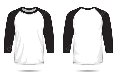 Mockup Kaos Lengan Raglan Tampak Depan Dan Belakang Vektor, Kemeja Raglan, Mockup Kaos, Kaos ...