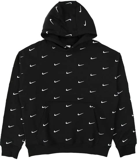 Nike All Over Swoosh Logo Hoodie Black - FW19