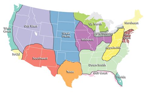 Map Of The United States By Regions Printable