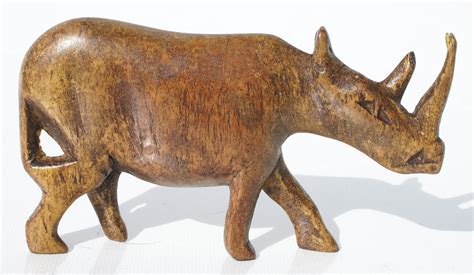 Rhino Wooden Figurine African Collectible Animal Figurines for Sale ...