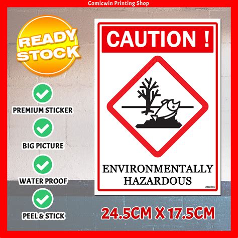 CMC305 Enviroment Hazard Sticker (24.5x17.5cm) COSHH Sign Sticker ...