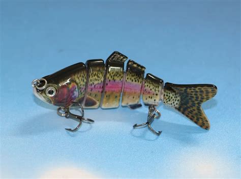 4" Lifelike Rainbow Trout Swimbait Multi Jointed Fishing Lure Minnow Crank Bait Bass Pike Trout ...